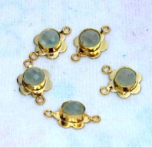 8mm redondo Herkimar doble bucle bisel conector 925 plata esterlina chapado en oro conector para joyería de verano nueva llegada joyería - Product Image 1