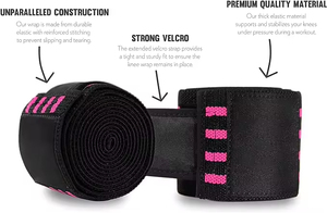 Custom Elastic Heavy Duty Fitness <b>Knee</b> Wraps for Wholesale Weightlifting <b>Knee</b> Wrap High Quality <b>Knee</b> Support Wraps - Product Image 2