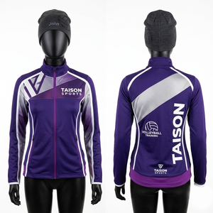 Veste d'entraînement de volley-ball en polaire polyester premium 220 GSM, design à panneaux chevron marron et blanc, logo personnalisé par transfert thermique - Product Image 3