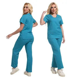 ชุดพยาบาลยืดหยุ่นแขนสั้นของผู้หญิงชุดเครื่องแบบโรงพยาบาล-ขายส่งสำหรับพยาบาลและเจ้าหน้าที่ทางการแพทย์ - Product Image 6