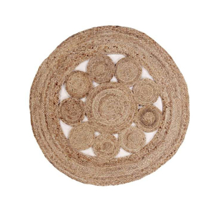 Le tapis fait main de jute indien place le nouveau design floral brun naturel pour l'usage à la maison - Product Image 1