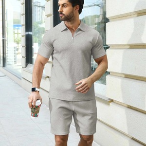 2025 gros été nouveaux hommes décontracté Shorts ensembles à manches courtes t-shirt Shorts solide survêtement ensemble vêtements pour hommes 2 pièces ensemble - Product Image 3