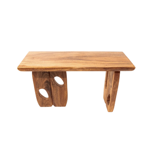 Mesa de Comedor Moderna Hecha a Mano de Madera Maciza de Suar con Patas con Recortes Únicos y Tapa con Borde Natural, Muebles Duraderos para el Hogar - Product Image 3