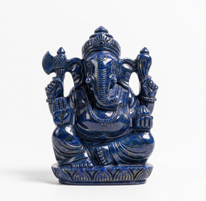 Estatuilla de Estatua de Ganesha tallada a mano, regalo de negocios con lapislázuli, cristal curativo, piedra semipreciosa india, artesanía grabada - Product Image 3