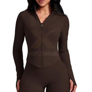 Veste de yoga respirante et durable pour femmes grandes tailles, de haute qualité, avec fermeture éclair intégrale, couleur unie, veste de fitness - Product Image 1