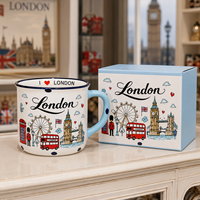 Tasses en céramique 11 oz Souvenir de Londres, Grande-Bretagne, avec motif Big Ben et monuments de la ville, Mug à café en céramique pour le camping avec rebord, Personnalisation OEM ODM Vente en gros
