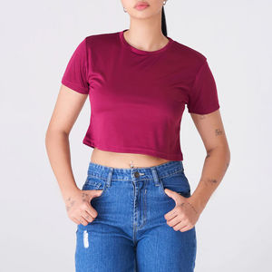 เสื้อครอปออกกำลังกายแบบหลวมๆ ขายส่ง ผ้าฝ้ายสำหรับผู้หญิง เสื้อครอปสำหรับผู้หญิง เสื้อยืดผ้าฝ้าย 100% สำหรับผู้หญิง - Product Image 2