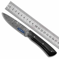Industriequalität Handgefertigtes Jagdmesser mit Gerader Klinge aus Damaszener Stahl HRC 58-62 mit Twist-Muster, OEM Anpassbar