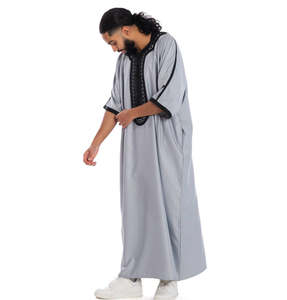 Wholesale Customized ODM Traditional Islamic Thobe Top Selling Premium Quality Embroidered Neckline Islamic <b>Thobes</b> <b>for</b> <b>Men's</b> - Product Image 5