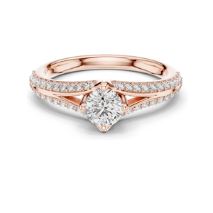 Bague en diamant de laboratoire rond de 0,832 CT, or 18 carats, 14 carats, 10 carats et argent 925, or rose, jaune, blanc, option moissanite - Product Image 1