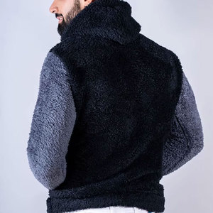 Vente en gros de sweats à capuche en polaire Sherpa pour hommes, confortables, de haute qualité avec fermeture éclair pour l'hiver, technique de teinture unie - Product Image 4