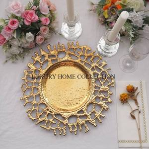 Accesorios de cocina de aluminio chapado en oro, placa de cargador de servidor de alimentos, clásica de venta superior Decoración de mesa, placa de cargador de vajilla - Product Image 1