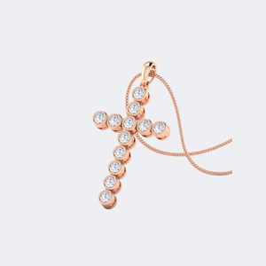 Collar con Colgante de Cruz con Bisel de Diamantes Redondos de 1.40CTW, Oro de 14k, Diamantes Cultivados en Laboratorio, Color D, VVS, Joyería Minimalista para Mujer - Product Image 4