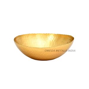 ชามเสิร์ฟทรงกลมทำจากโลหะสีทองพร้อมการออกแบบพื้นผิวหรูหราสำหรับการรับประทานอาหารที่หรูหราและการตกแต่งห้องครัวที่ทันสมัย - Product Image 1