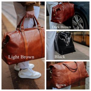 Sac de voyage week-end en cuir véritable avec fermeture éclair, durable, marron, style artisanal - Product Image 6