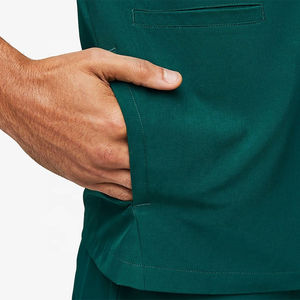 Alta calidad de lujo de manga corta con cuello en V elástico logotipo personalizado Unisex Lab Coat Scrubs uniformes mezcla de algodón polar - Product Image 5