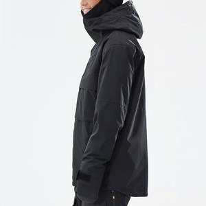 Anorak Black Ski Jacket Snowboard Hood Waterproof Breathable Zipper Pockets Unisex Ski Overalls Custom Low MOQ Fast Shipping - Product Image 2