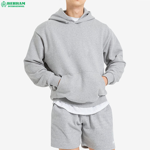 Sudadera con Capucha para Hombre Behram International, Diseño Moderno, Talla Grande, Lisa, con Hombros Caídos, Informal, para Otoño - Product Image 1