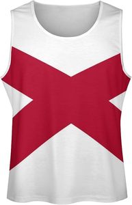 Camiseta sin mangas con cuello redondo y estampado digital de la bandera del estado de Alabama para hombre, 100% algodón, tejida, deportiva, para entrenamiento, gimnasio y fitness. - Product Image 3