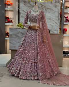 Lehenga de Malla Suave de la Mejor Calidad al por Mayor, Diseño Moderno, Largo hasta el Suelo, Secado Rápido, Hermoso Bordado, Capas de Can-Can, para Fiestas de Mujeres - Product Image 3