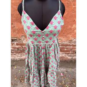 Vestido de tirantes bohemio étnico para mujer, elegante, multicolor, 100% algodón, ropa de verano, estampado de bloques a mano, Maxi vestido de encaje Natural - Product Image 6