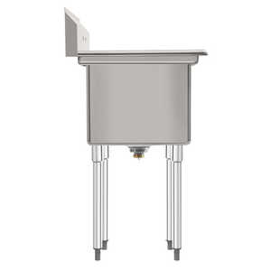 Évier de cuisine commercial à 2 compartiments de 18 pouces avec dosseret, calibre 18 Égouttoir droit certifié NSF, dimensions du bol : 18x18x14 - Product Image 5