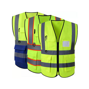 Custom Color <b>Reflective</b> Construction Vest Polyester Work Wear Safety Vest with Pockets and <b>Reflective</b> <b>Tape</b> - Product Image 2