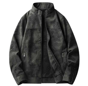 Customized Unisex Slim Fit Polyester Leather Jacket-Winter Biker <b>Coat</b> Motorcycle Jacket Stand Collar Zipper Closure Casual - Product Image 3