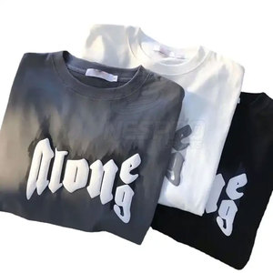 Vente directe d'usine hommes bouffée imprimé tricoté T-Shirts 100% coton léger surdimensionné respirant écologique - Product Image 6