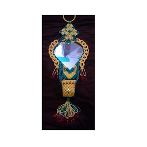 Moda Bravo Boho estilo moderno decoración del hogar tejido a mano macramé con cuentas espejo colgante de pared - Product Image 1