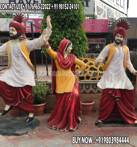 Estatuas Punjabi FRP para puerta de entrada de boda estatuas Jatt Jatti de fibra de entrada de boda estatuas Punjabi de fibra de vidrio multicolor - Product Image 4