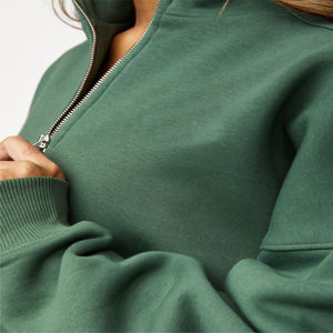 <b>Zipper</b> Women's Sweatshirt 100% Cotton Material Lightweight Quick dry Breathable <b>top</b> Customized <b>top</b> Logo Printing OEM - Product Image 4