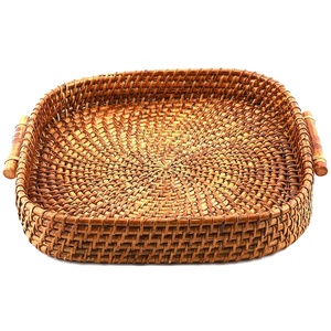 Bandeja de Yute Natural respetuosa con el medio ambiente, bandeja de servicio para el hogar, mesa de comedor, bandejas decorativas, con mango, oferta y venta al por mayor, 100% - Product Image 4