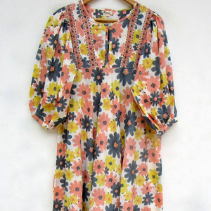 2024 último diseño de impresión indio bohemio nueva seda Sari tela ropa al por mayor Vestido corto ropa de mujer artículo vestidos florales artículo - Product Image 1