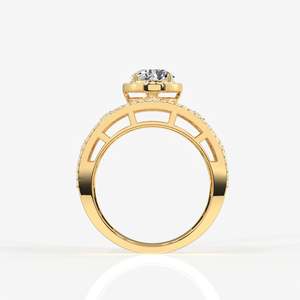 Portuguese Cut Lab Grown Diamond Cocktail <b>Set</b> in 14K <b>Gold</b> Elegant Cocktail Diamond <b>Rings</b> - Product Image 4
