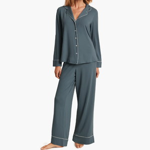 Set <span class=keywords><strong>Pigiama</strong></span> <span class=keywords><strong>Donna</strong></span> con Logo Personalizzato, Dettagli a Contrasto Classici, Abbigliamento Lounge Tinta Unita, Morbido Abbigliamento da Notte Femminile - Product Image 5