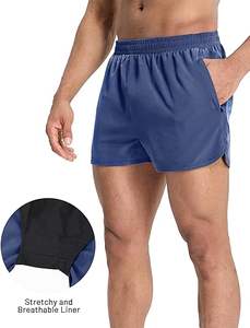 Pantalones cortos informales hasta la rodilla de verano para hombre con bolsillos con cremallera, cintura elástica de tela de secado rápido, logotipo personalizado disponible - Product Image 3