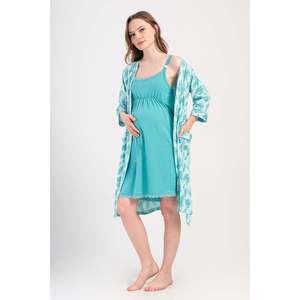 KADIN P.SUPREM IP ASKILI HAMILE TUNIK 3/4 KOL SABAHLIK TAKIM - ซุมรุต - ซุมรุต - Product Image 2