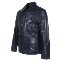 OEM Neuankömmling Herren Marineblau Einfarbige Rindsleder Echte Motorradjacke 100% Hochwertig Geringe Mindestbestellmenge Übergrößen Winter