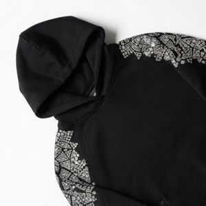 Sweat à capuche pour homme en polaire polyester/coton de haute qualité, broderie 3D en strass, poids lourd 350 g/m², logo en cristal personnalisé, coupe classique - Product Image 3