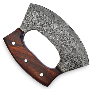 Couteau de chef de cuisine en acier inoxydable fait à la main écologique lavable au lave-vaisselle avec manche en bois et gaines en cuir - Product Image 5