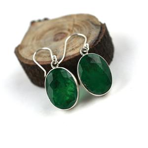 Pendientes colgantes de Esmeralda Spinner de piedras preciosas hechas a mano de Plata de Ley 925 para mujer, pendientes de regalo de boda de la mejor calidad, joyería - Product Image 2