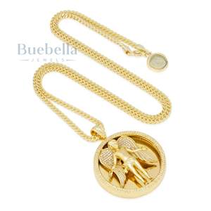 Collier médaillon d'ange en argent 925 or 14 carats Bijoux hip hop audacieux avec pendentifs et breloques en moissanite au design spirituel glacé - Product Image 3