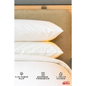 Oreiller Varol 50x70 en mousse à mémoire de forme premium 950g/pièce, motif uni, pour un sommeil sain, lot de 2 oreillers en silicone perlé - Product Image 2