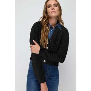 Casual Floral and Solid Print Knit <b>Cardigan</b> with Jacquard and Hand Embroidered Decoration Winter <b>Crocheted</b> Weave - Product Image 1