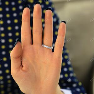 Mayorista Glamorous Shiny Full Eternity Wedding Bands Cut Moissanite Diamonds en plata esterlina con diseño de joyería de oro - Product Image 5