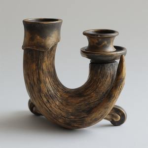 intage Aluminium Casted <b>Reindeer</b> Horn Candle Holder With Rustic Hammered Patina Artisan Craft Designed For Decorative - Product Image 4