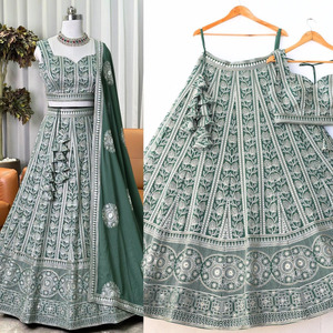 Trabajo de bordado de hilo y lentejuelas de alta demanda Lehenga Choli perfecto para ocasiones especiales, ajustado a su tamaño - Product Image 5