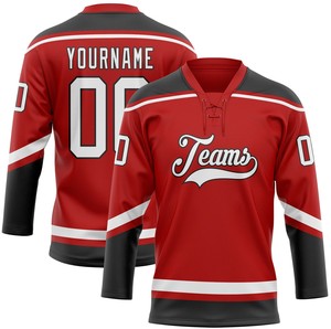 Jersey de Hockey sobre Hielo con Cordones, Proveedor Directo de Fábrica al por Mayor, Jersey de Hockey sobre Hielo Profesional con Cuello de Cordones, Logotipo de Equipo Personalizado - Product Image 1