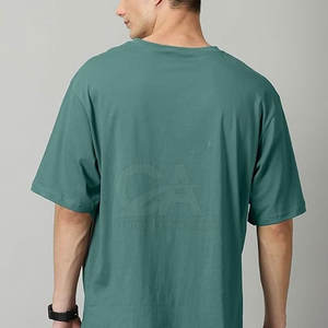 T-shirt à manches courtes d'été sur mesure 100% coton tissu surdimensionné T-shirt à épaules tombantes - Product Image 2